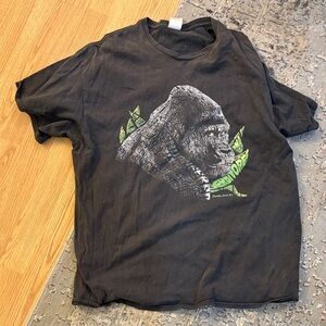 Black Graphic Tee with Gorilla Design